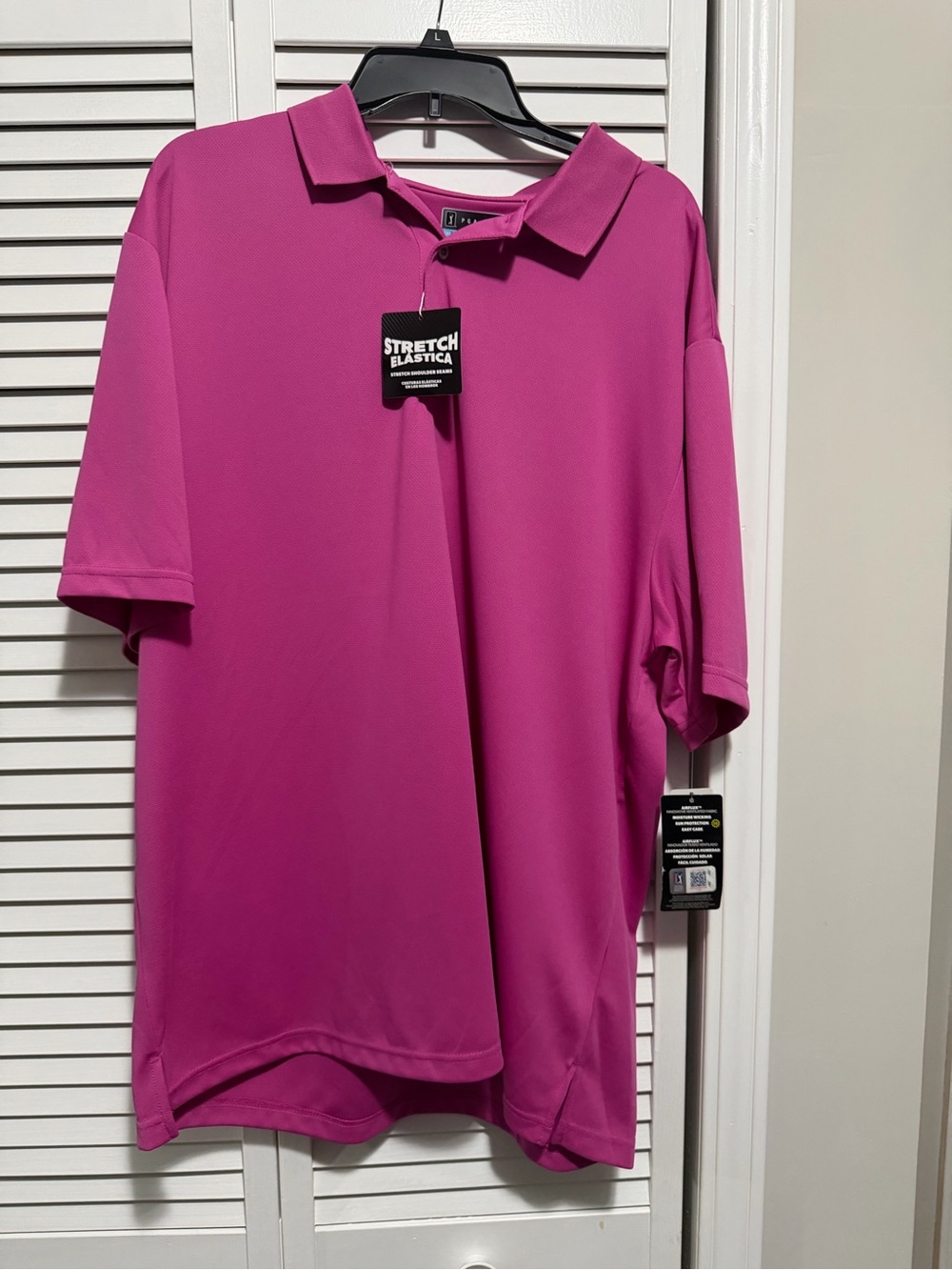 Pink/ Purple pga tour Men's Stretch Polo Shirt - Magenta